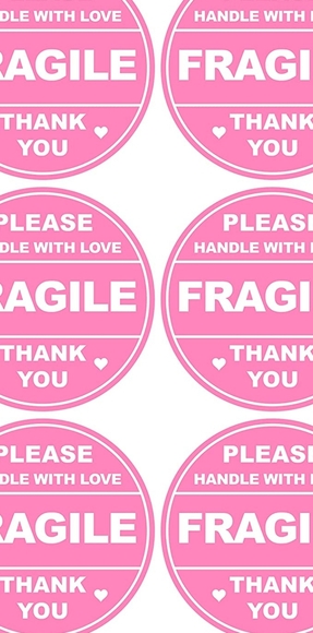 50 PCS  2 inch  Pink Fragile Handle with Love Labels Stickers Shipping - Picture 3 of 4